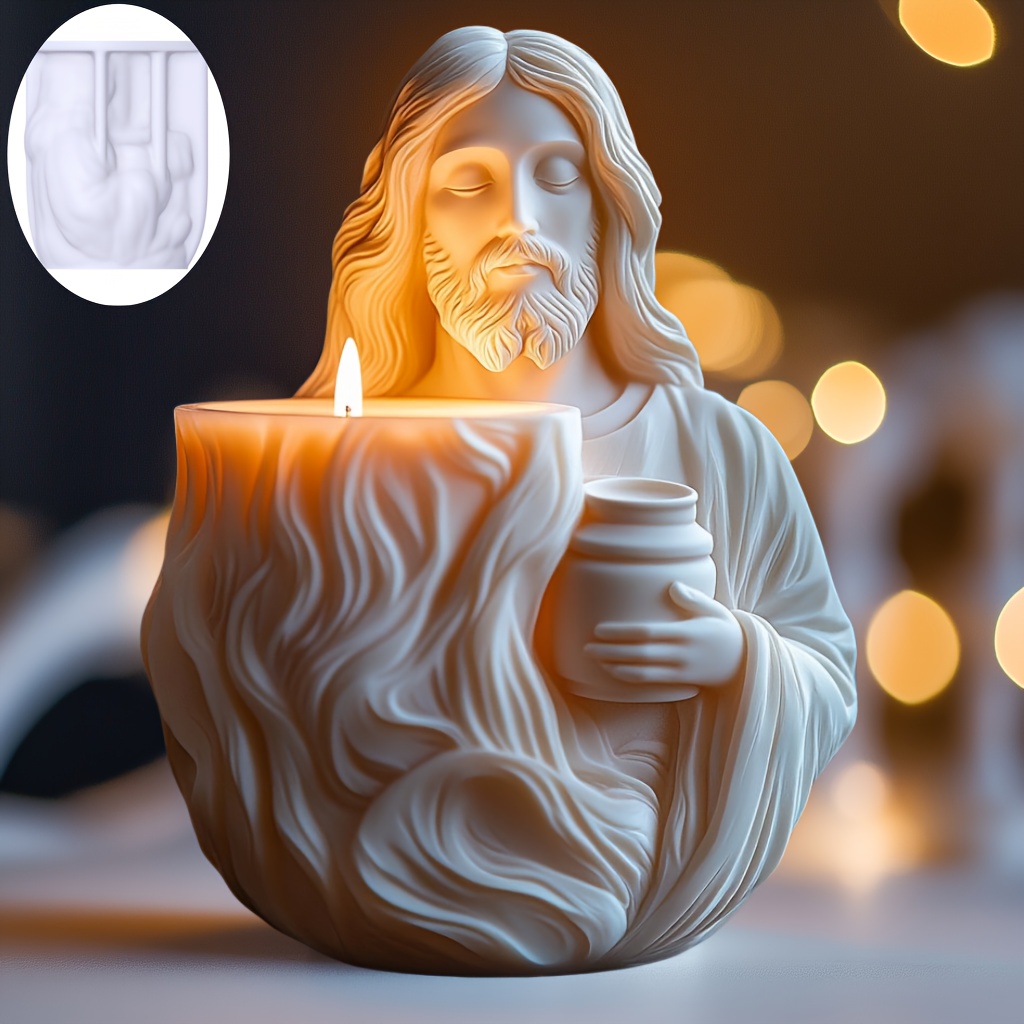 Ceramic Candle Vessel - New Jesus Flower pot succulents Resin
