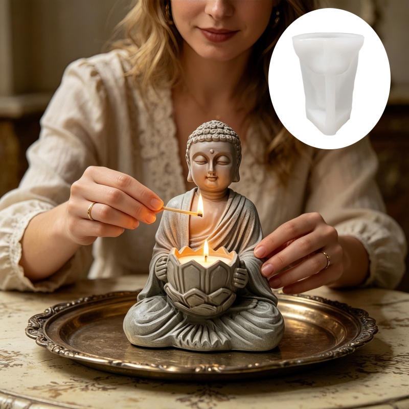 Buddha statue sculpture shape  – обзор и цена Ceramic Candle Vessel