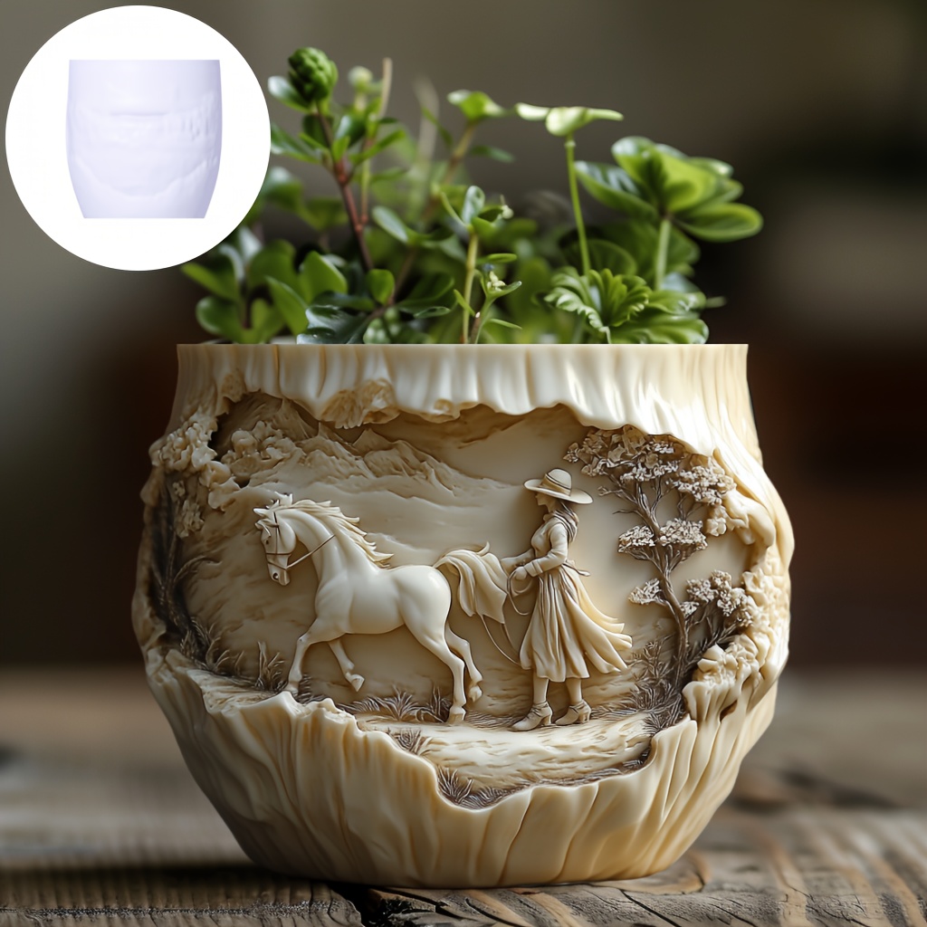Beauty holding horse relief su – обзор и цена Ceramic Candle Vessel