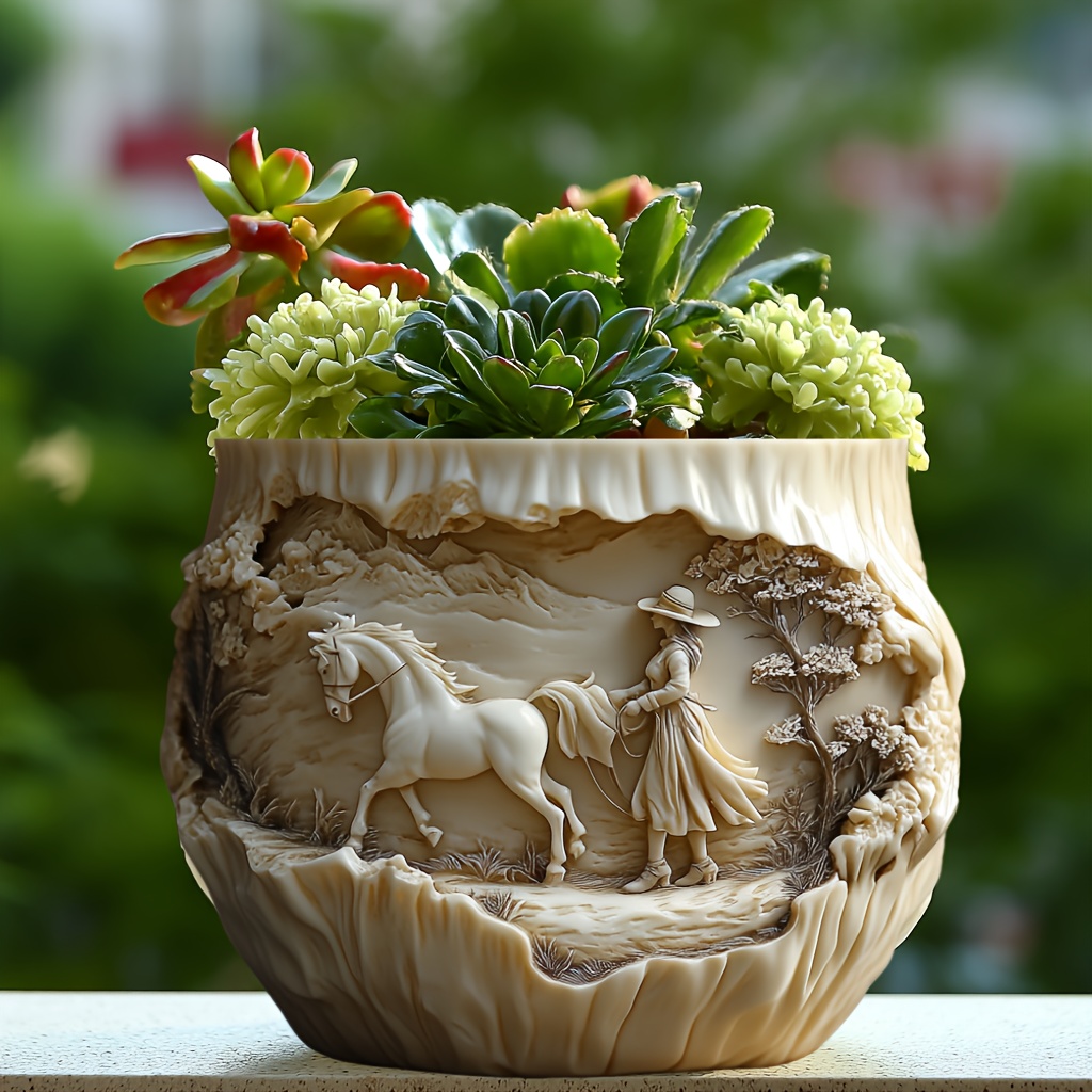 Beauty holding horse relief su – обзор и цена Ceramic Candle Vessel
