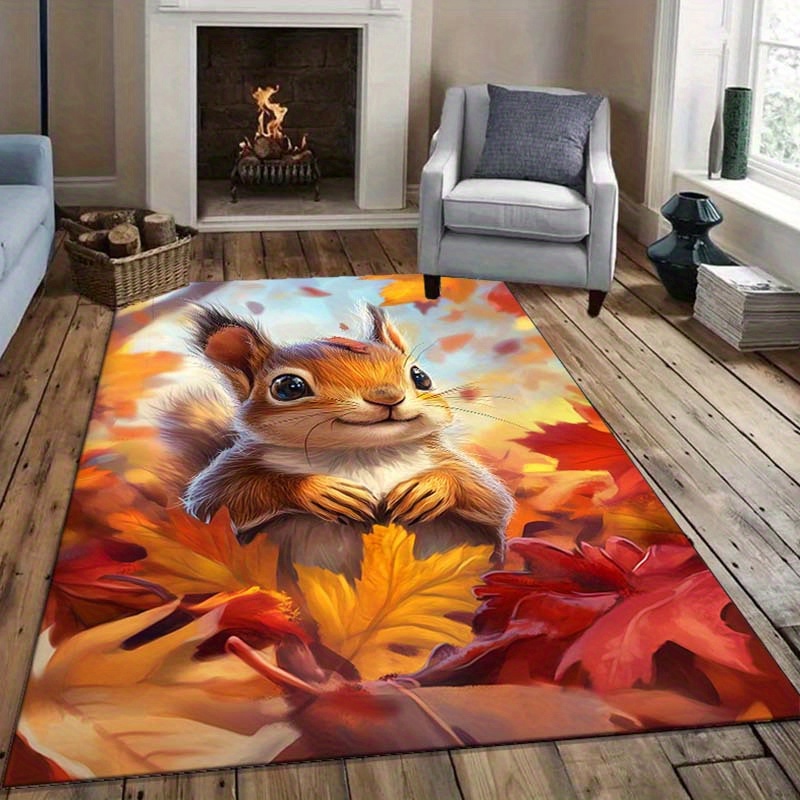 Autumn Squirrel Rug for Cozy L – обзор и цена Interior Design Living Room Ideas