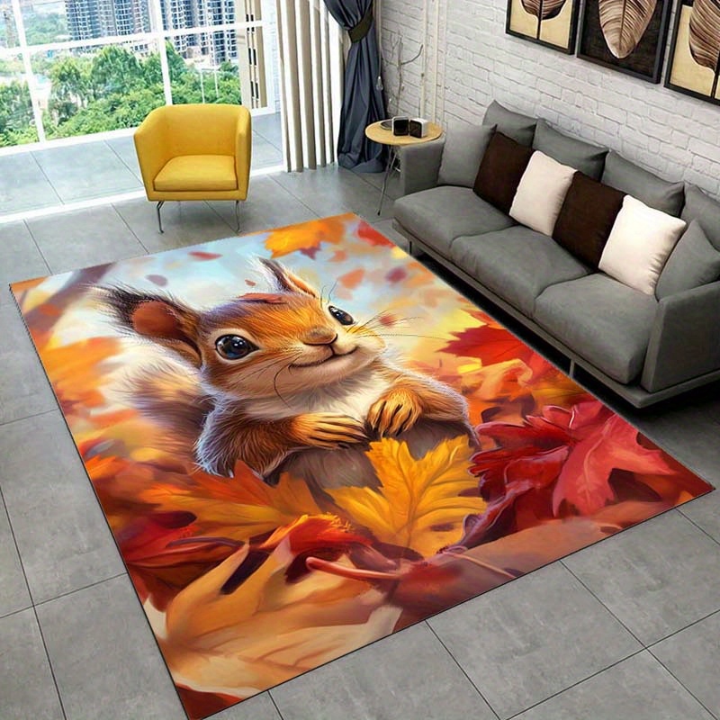 Autumn Squirrel Rug for Cozy L – обзор и цена Interior Design Living Room Ideas