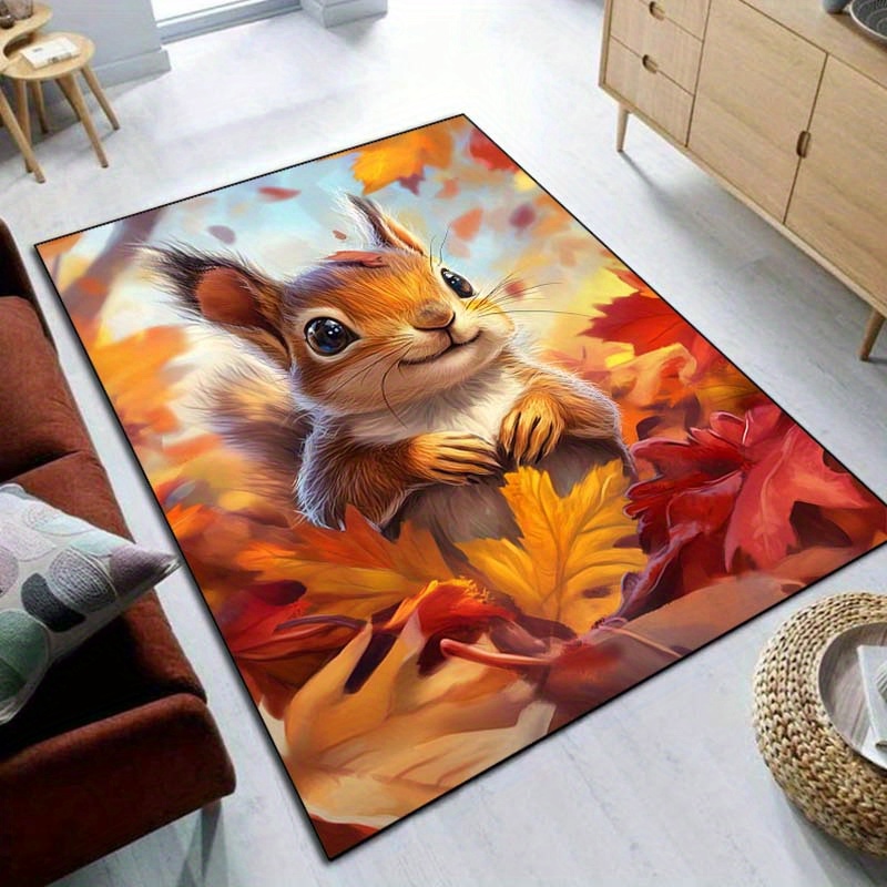 Autumn Squirrel Rug for Cozy L – обзор и цена Interior Design Living Room Ideas