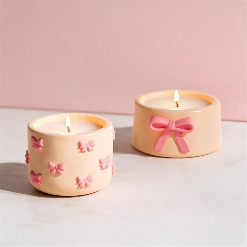 Mini Bowknot Round Plaster Gyp – обзор и цена Ceramic Candle Vessel