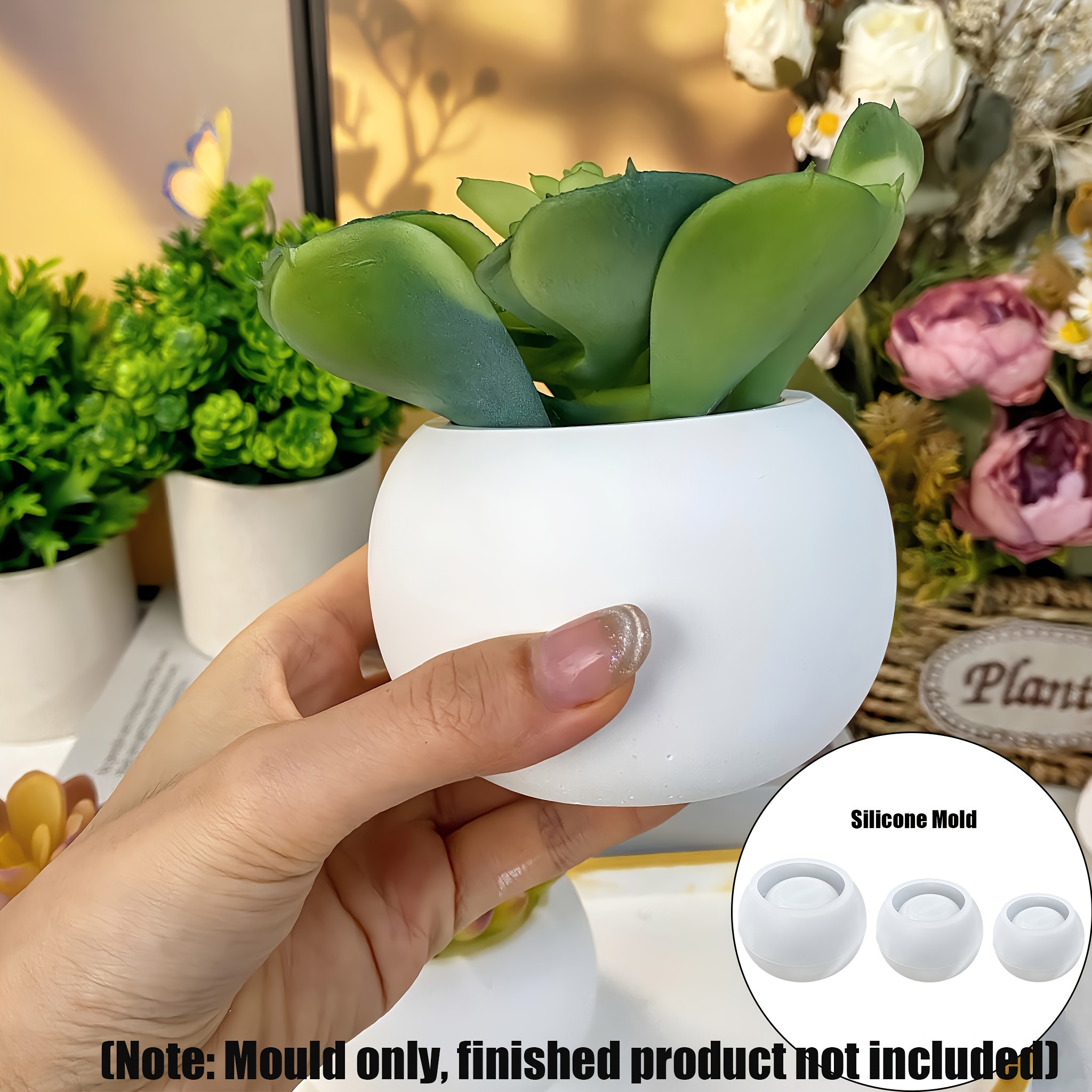 3pcs-Round Flower Pot Silicone – обзор и цена Ceramic Candle Vessel