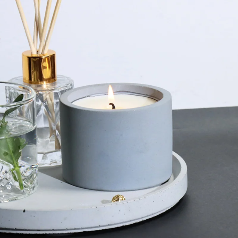 3 Sizes Round Cement Concrete  – обзор и цена Ceramic Candle Vessel