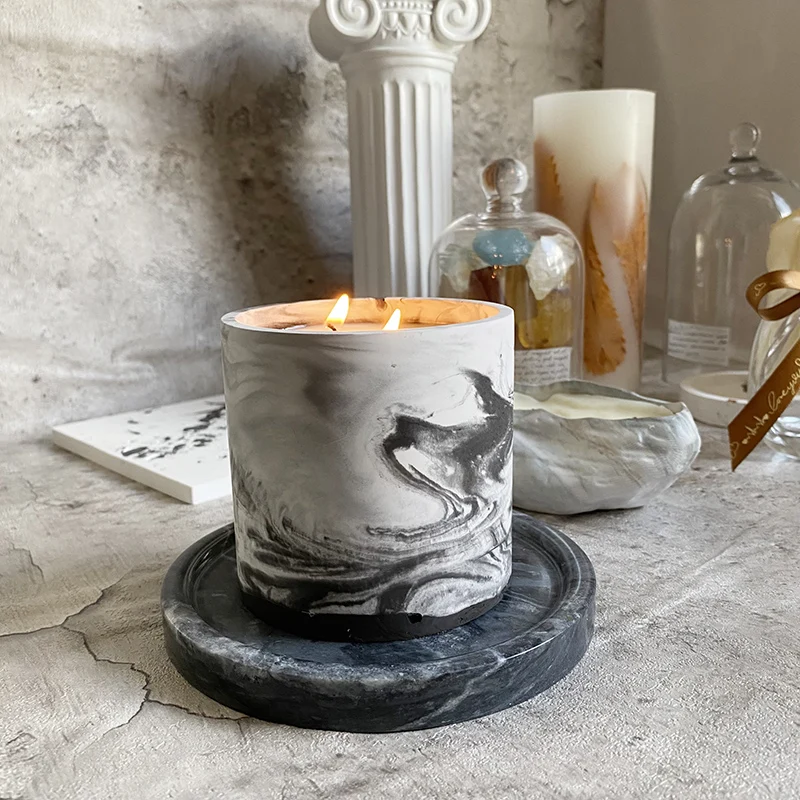 3 Sizes Round Cement Concrete  – обзор и цена Ceramic Candle Vessel